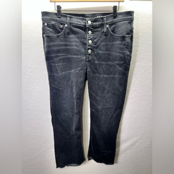 J. Crew Demi Boot Crop Jeans Womens 32P plus size Black Denim Stretch 2234 - Picture 1 of 10